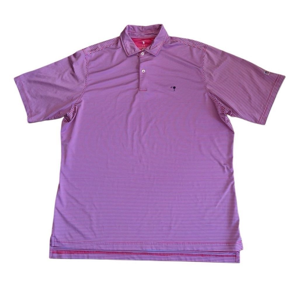 Fairway & Greene Men's Pink & Blue Stripe Performamce Golf Polo Size XL